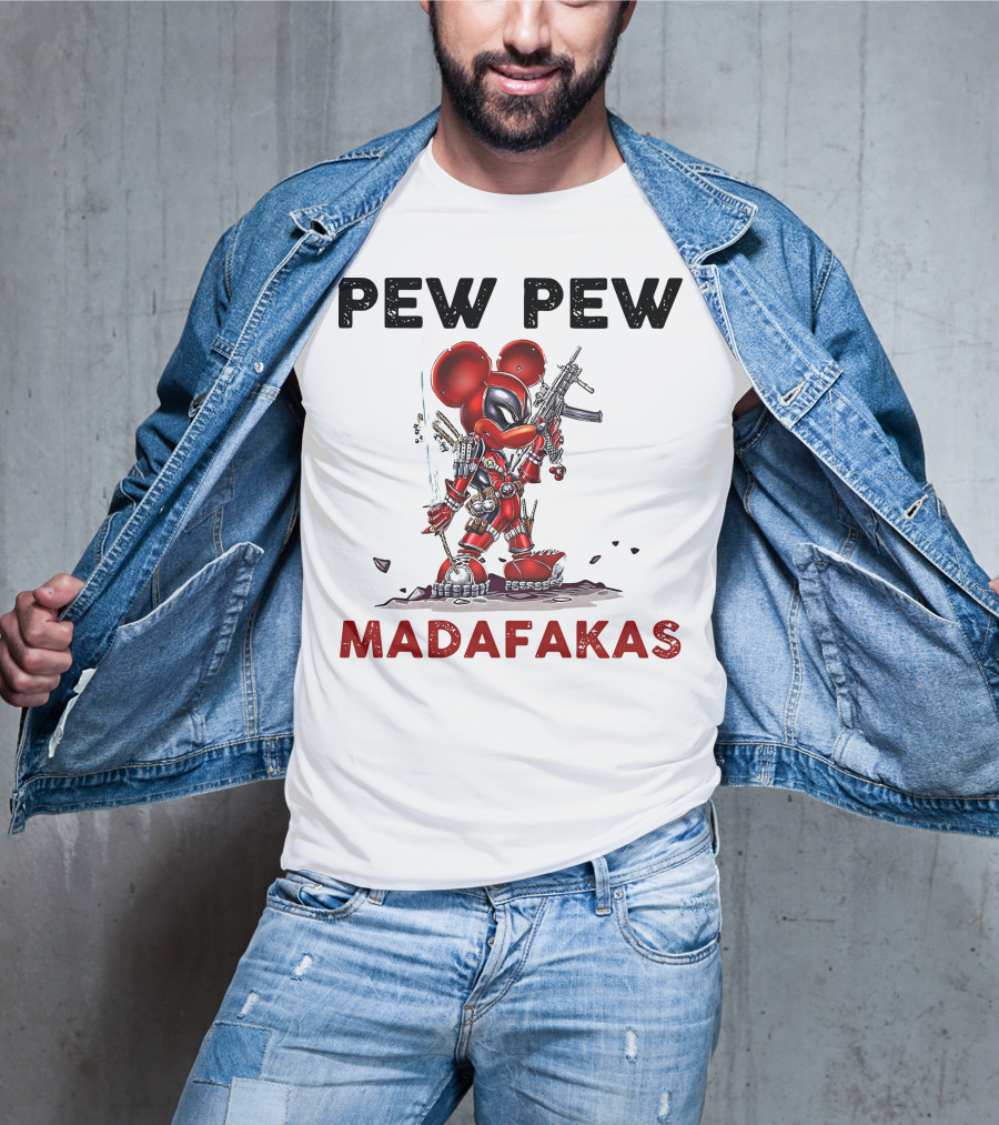 Pew Pew Madafakas Mickey Deadpool Mashup T-Shirt