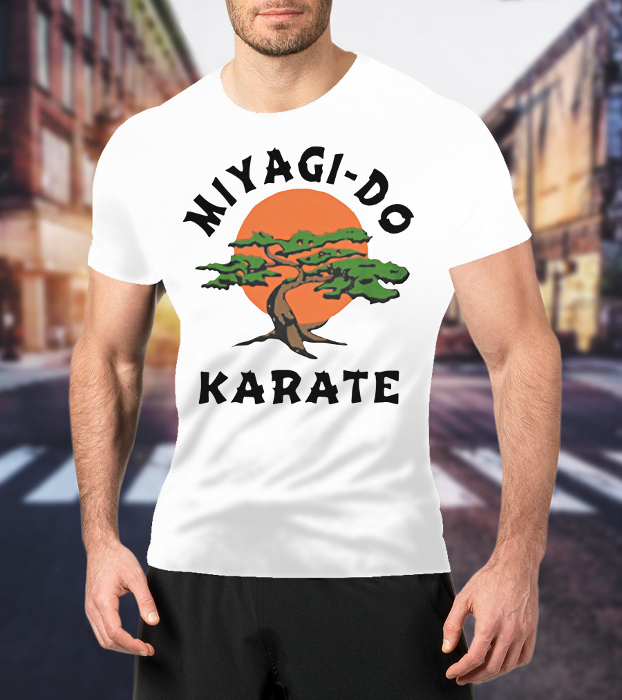 Miyagi-Do Karate Bonsai Tree With Sun Background T-Shirt