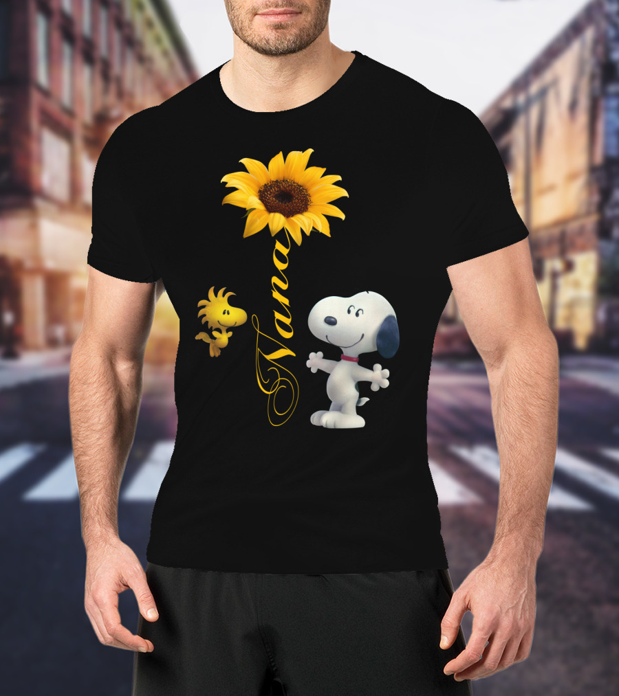 Nana Sunflower With Snoopy And Woodstock Peanuts T-Shirt