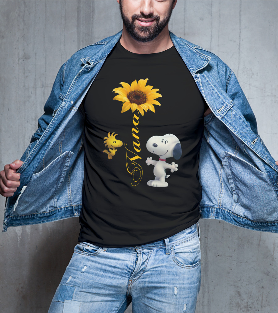 Nana Sunflower With Snoopy And Woodstock Peanuts T-Shirt