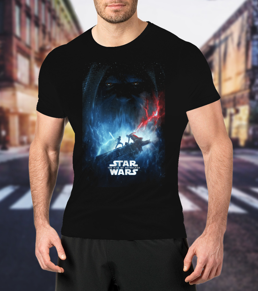 Star Wars The Rise Of Skywalker Epic Duel With Red And Blue Lightsabers T-Shirt