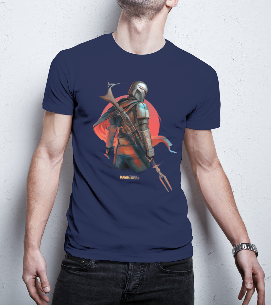 Mandalorian Warrior In Front Of Red Sun T-Shirt
