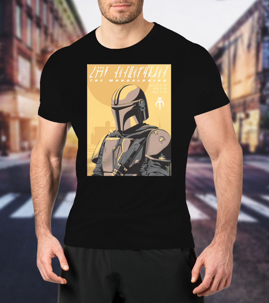 The Mandalorian Cell Shade Star Wars Bounty Hunter Art Deco T-Shirt