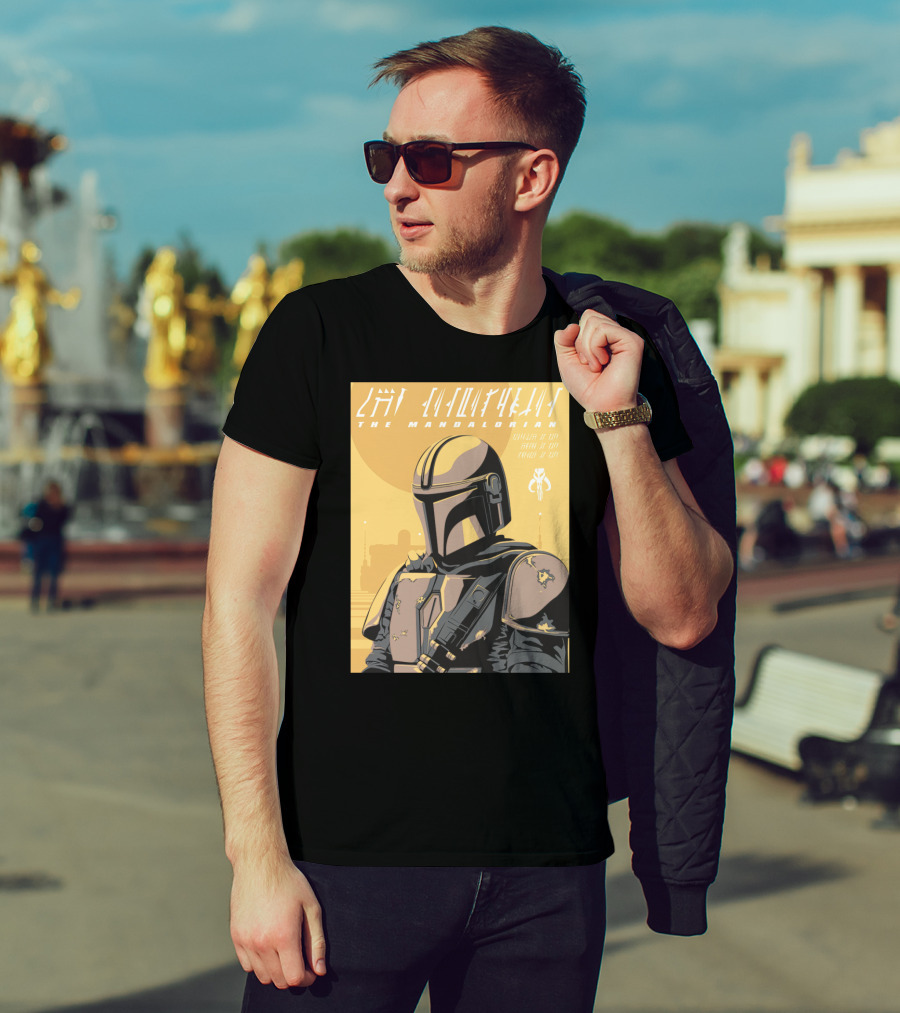 The Mandalorian Cell Shade Star Wars Bounty Hunter Art Deco T-Shirt