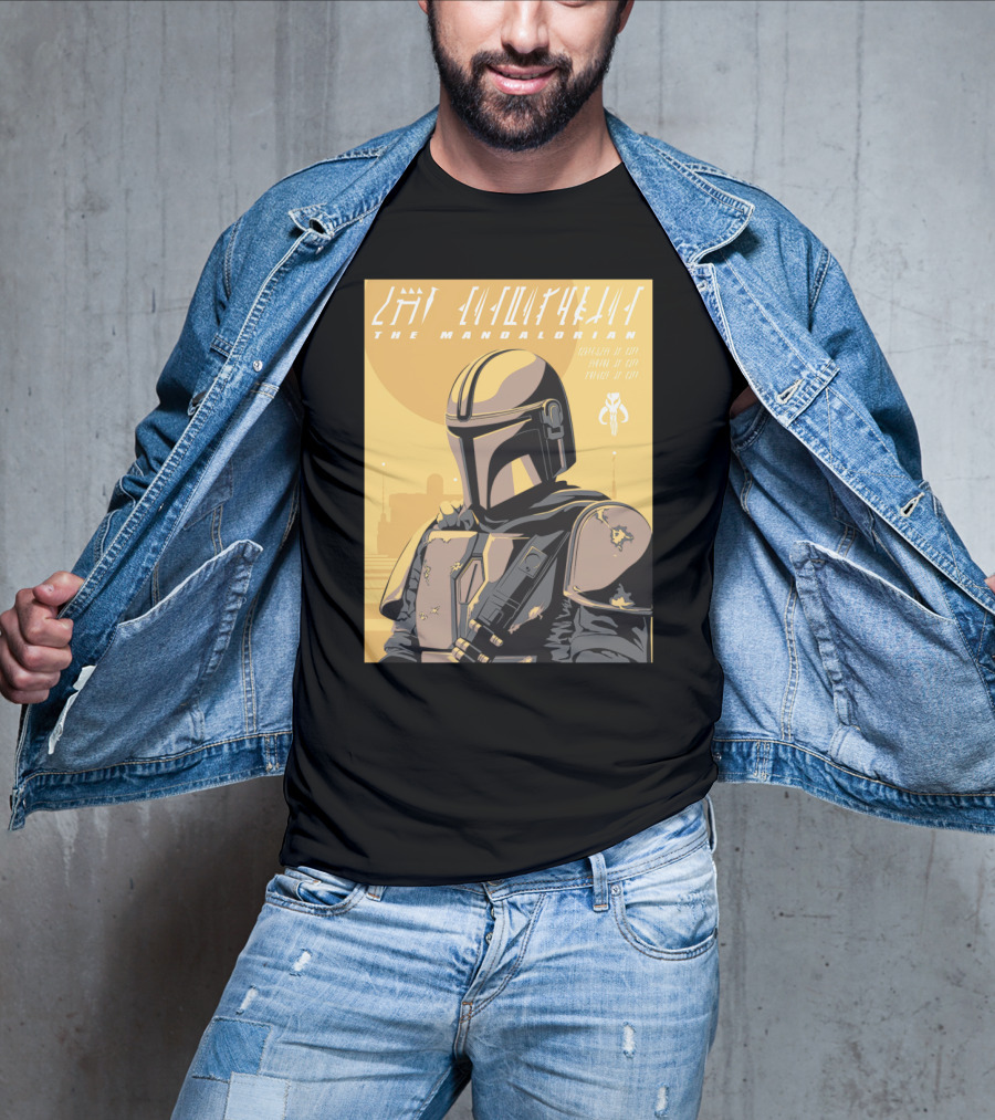 The Mandalorian Cell Shade Star Wars Bounty Hunter Art Deco T-Shirt