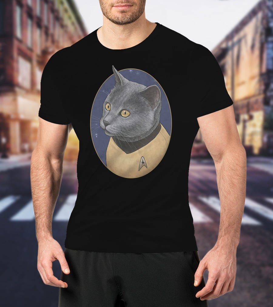 Star Trek Chekov Cat In Starfleet Uniform With Delta Badge T-Shirt