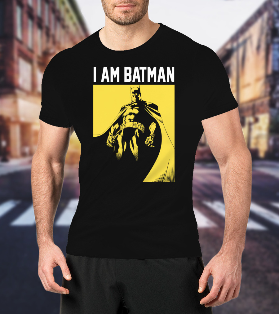 I Am Batman Yellow Black Bold Shadow T-Shirt