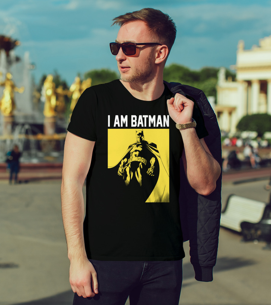 I Am Batman Yellow Black Bold Shadow T-Shirt