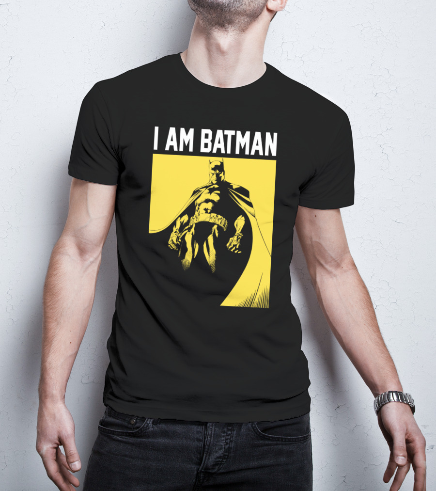 I Am Batman Yellow Black Bold Shadow T-Shirt