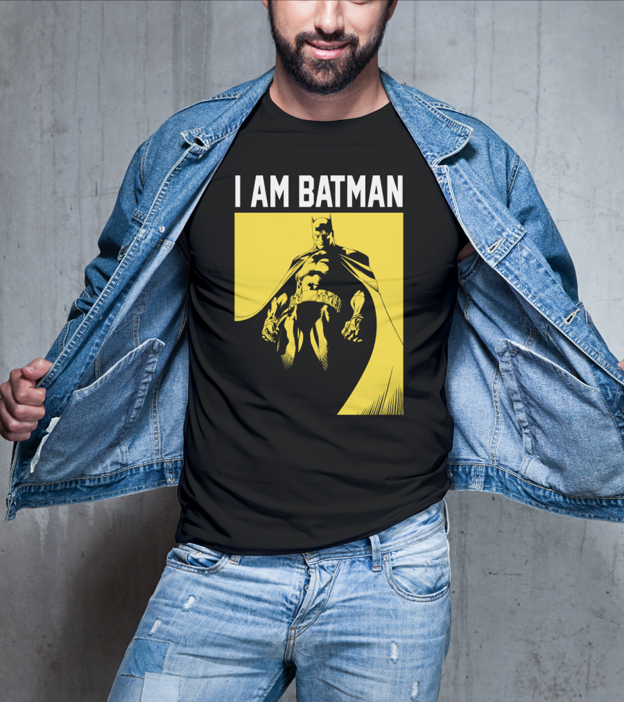 I Am Batman Yellow Black Bold Shadow T-Shirt