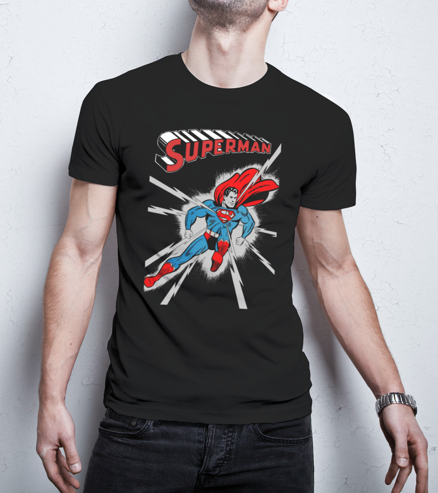 Superman Classic Comic Book Style Cover With Iconic Red And Blue Suit And Cape T-Shirt