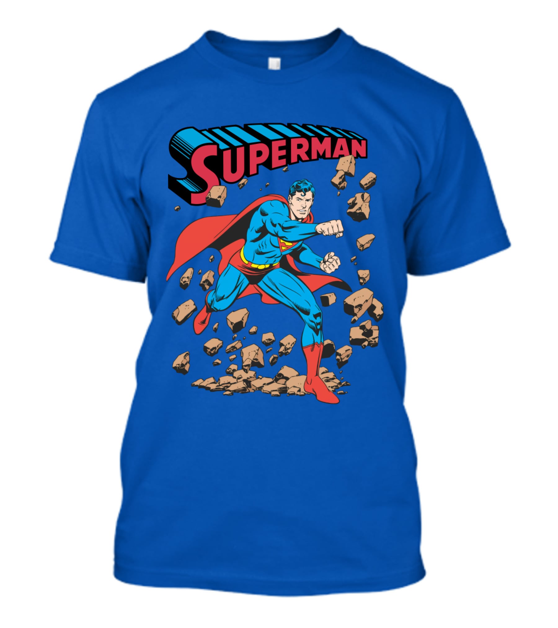 Superman Breaking Rocks In Classic Pose T-Shirt