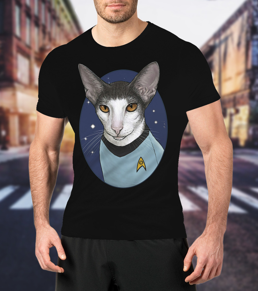 Star Trek Spock Cat With Starfleet Uniform And Vulcan Ears T-Shirt