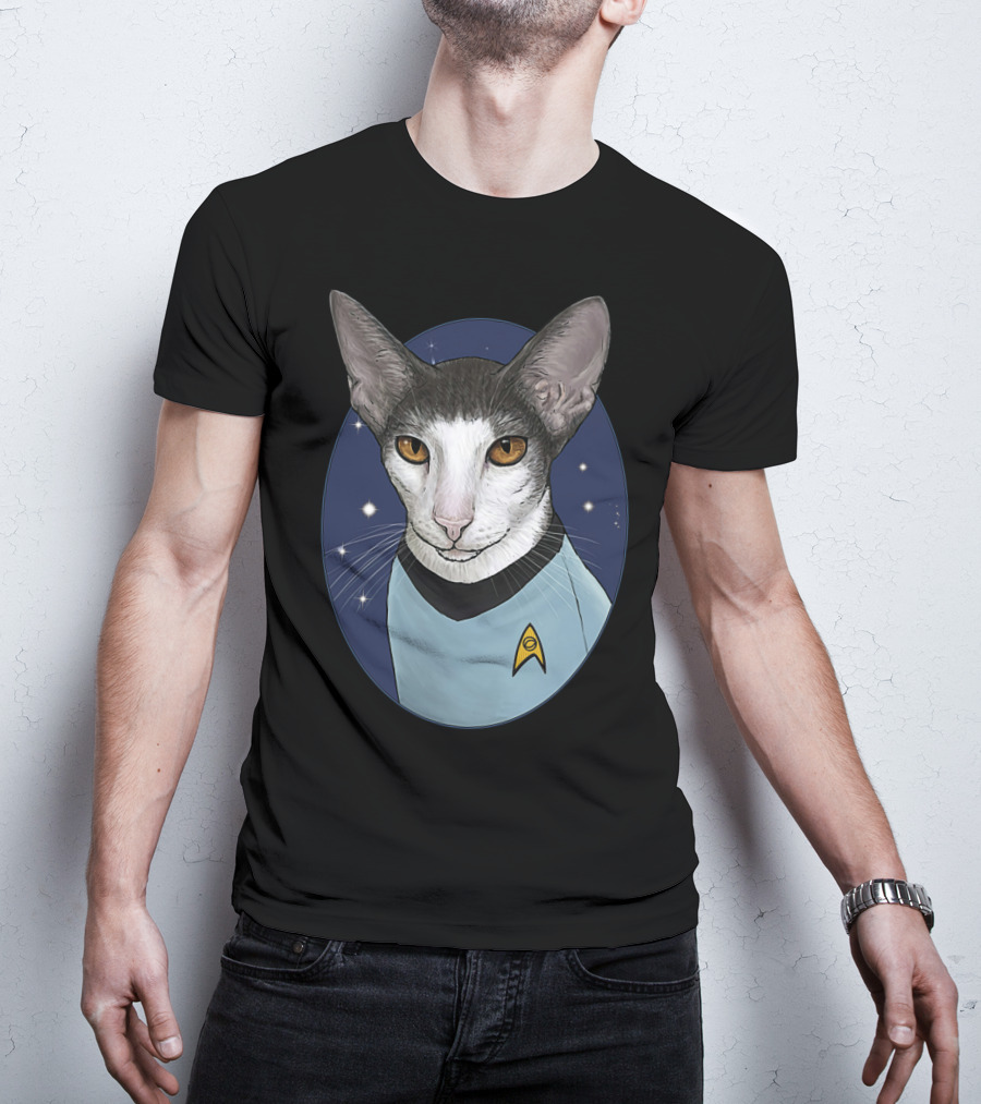 Star Trek Spock Cat With Starfleet Uniform And Vulcan Ears T-Shirt
