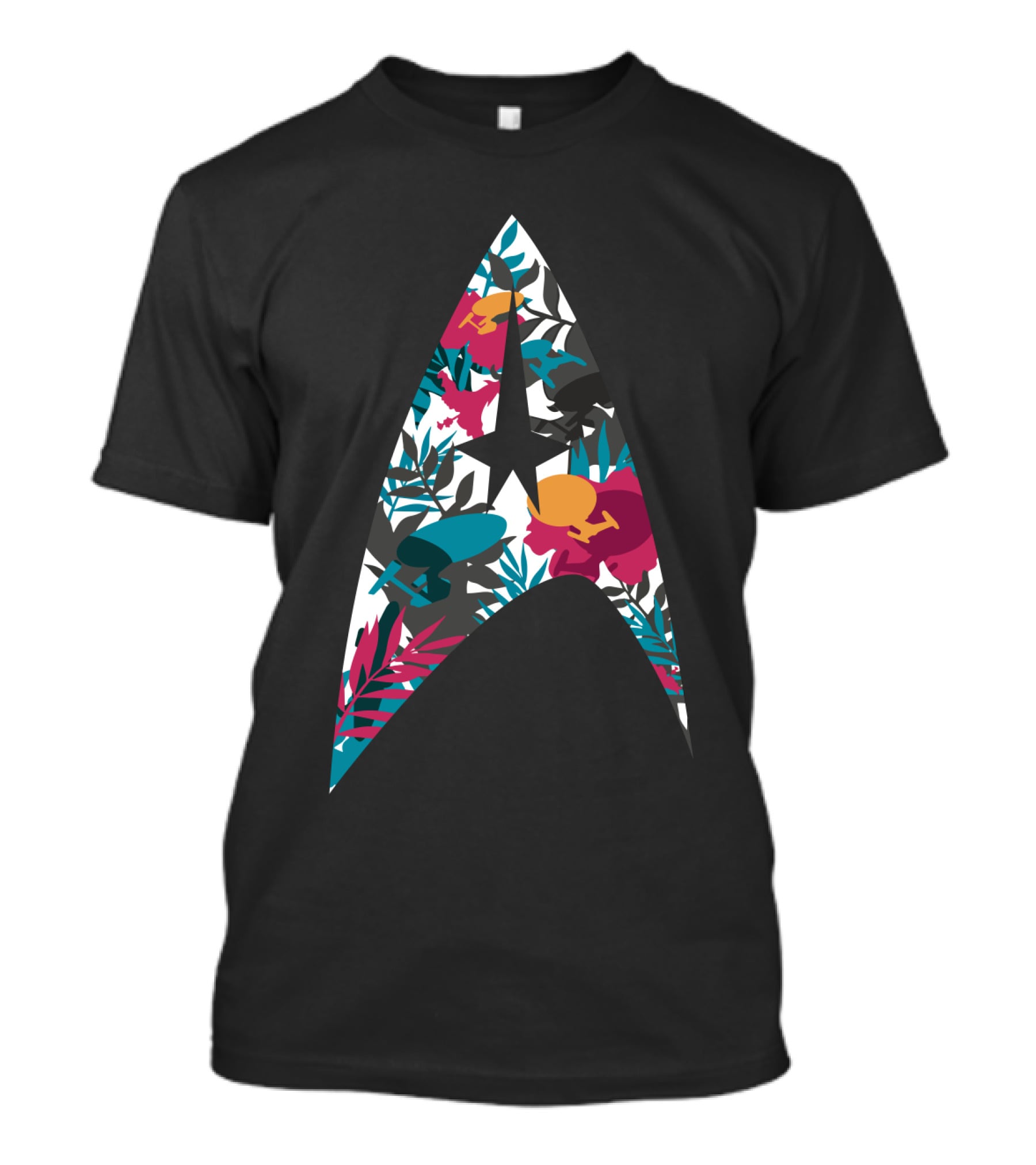 Tropical Starfleet Star Trek Floral Badge T-Shirt