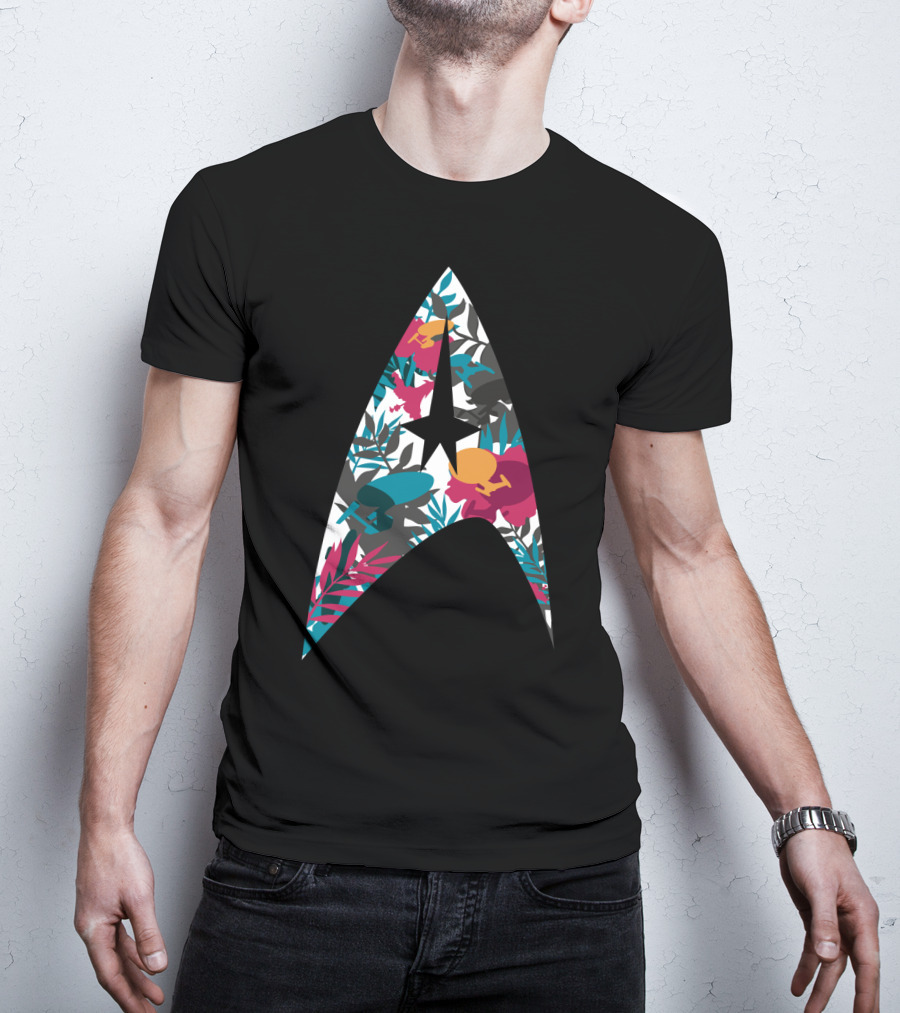 Tropical Starfleet Star Trek Floral Badge T-Shirt