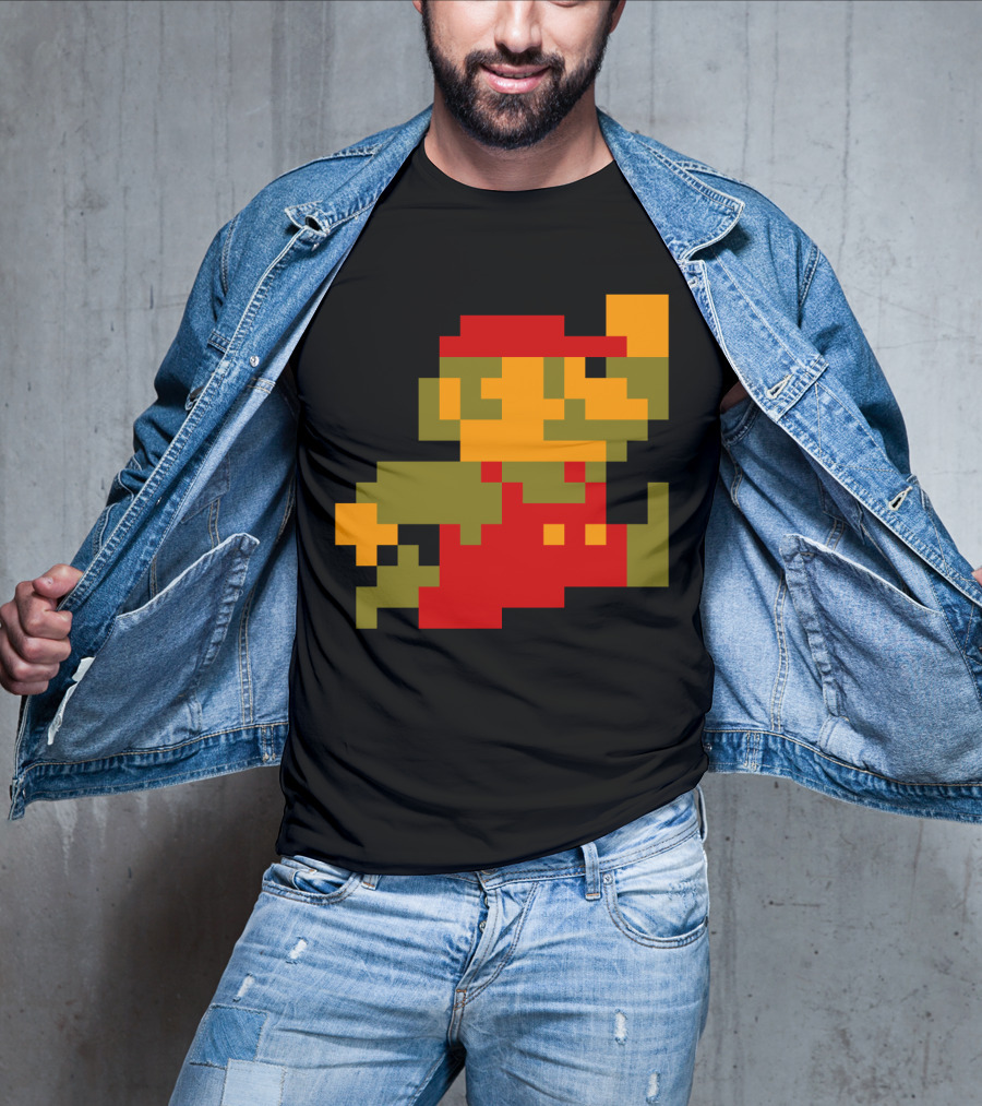 Classic 8-Bit Mario Pixel Art Character T-Shirt