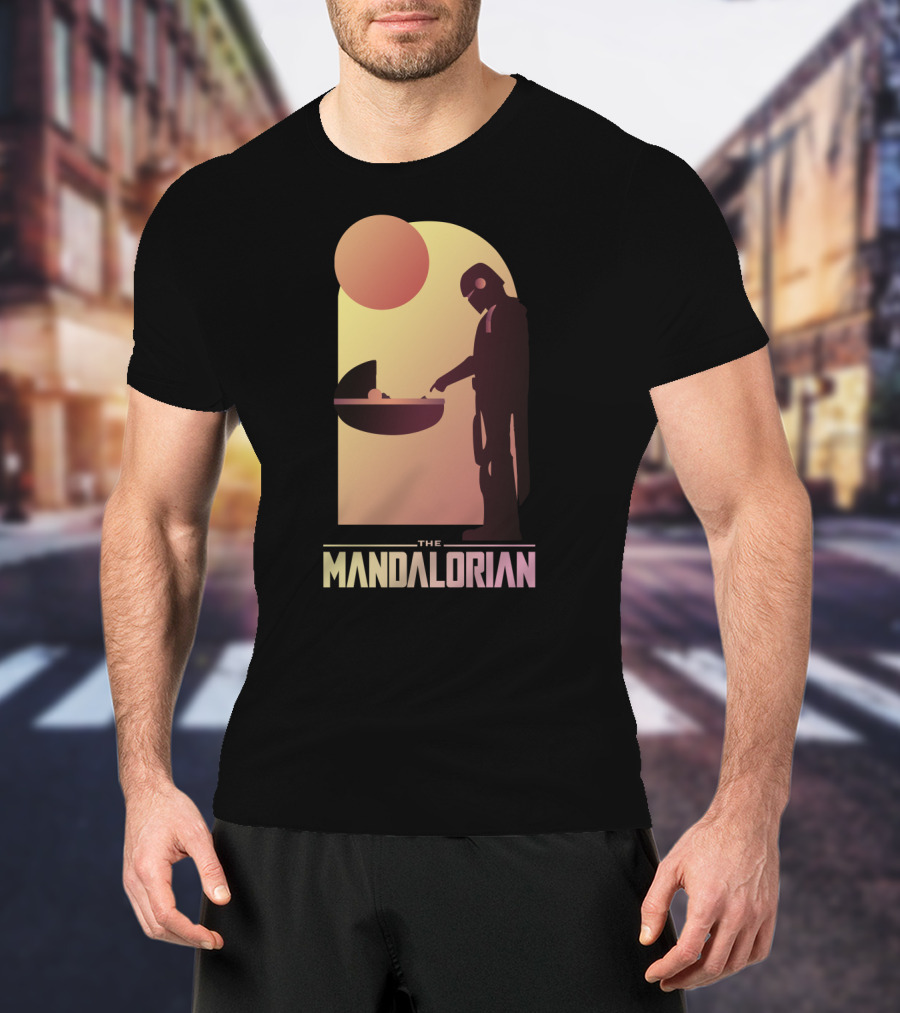 The Mandalorian Bounty Hunter Encounter Sunset Scene T-Shirt