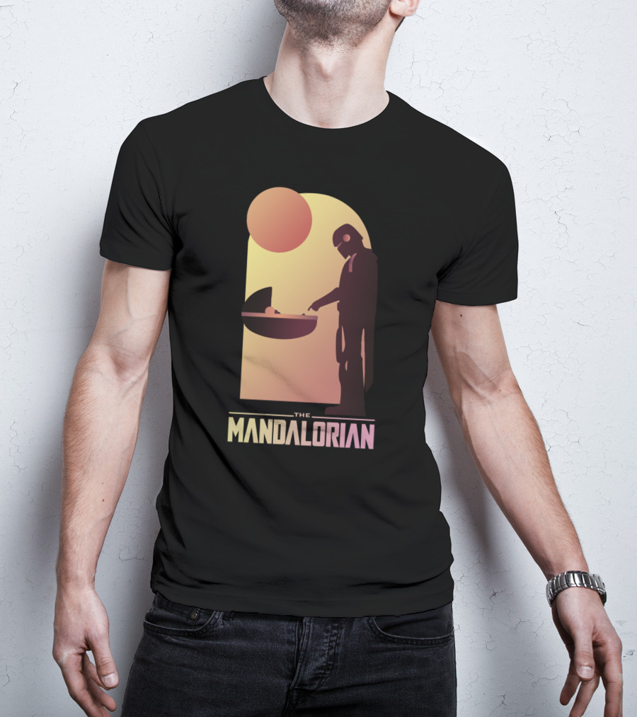 The Mandalorian Bounty Hunter Encounter Sunset Scene T-Shirt