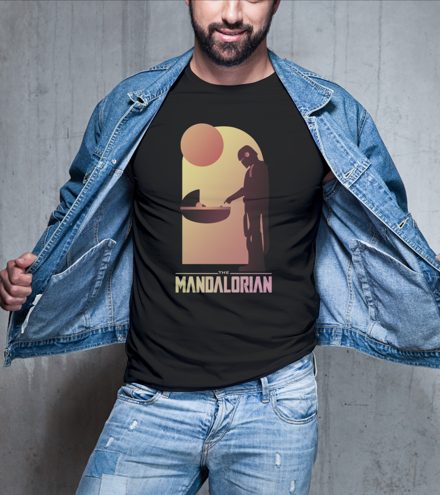 The Mandalorian Bounty Hunter Encounter Sunset Scene T-Shirt
