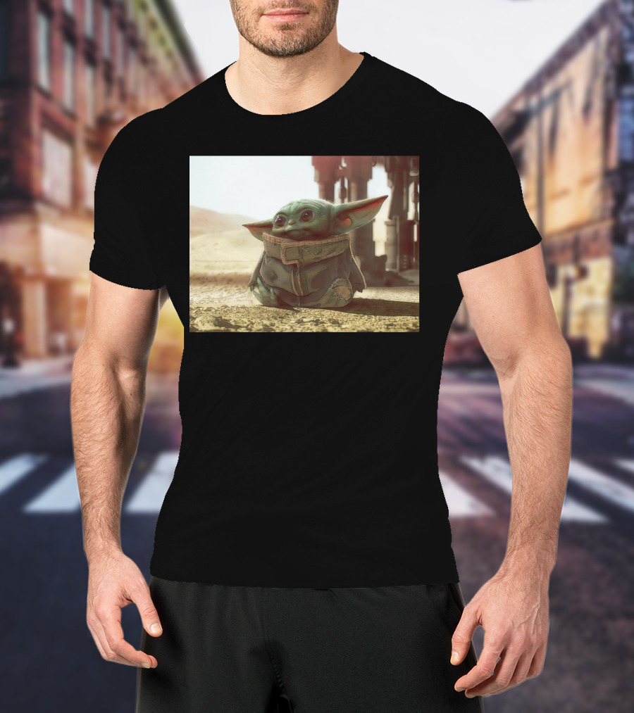 The Child Square Mandalorian Baby Yoda On Tatooine Desert T-Shirt