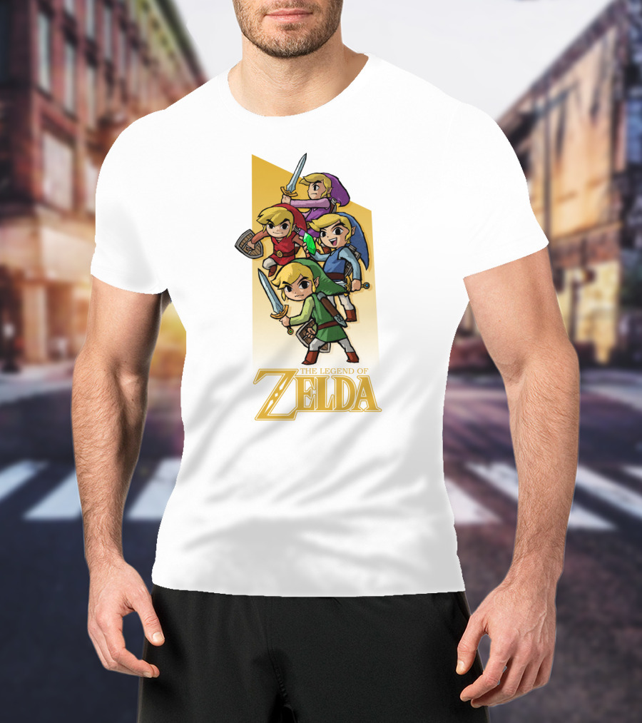 The Legend Of Zelda Four Links Characters In Colorful Outfits T-Shirt
