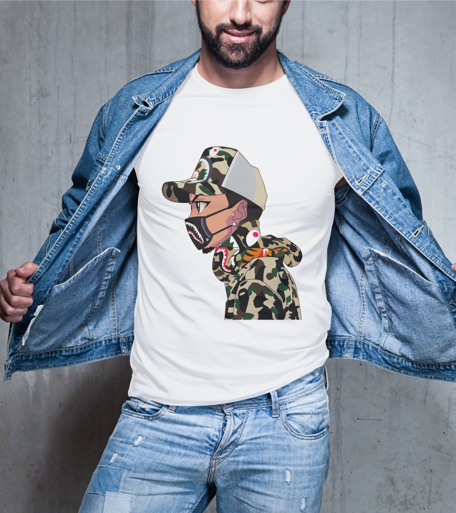 The Boondocks GT Camo Shark Face Mask Hat Hoodie Anime T-Shirt
