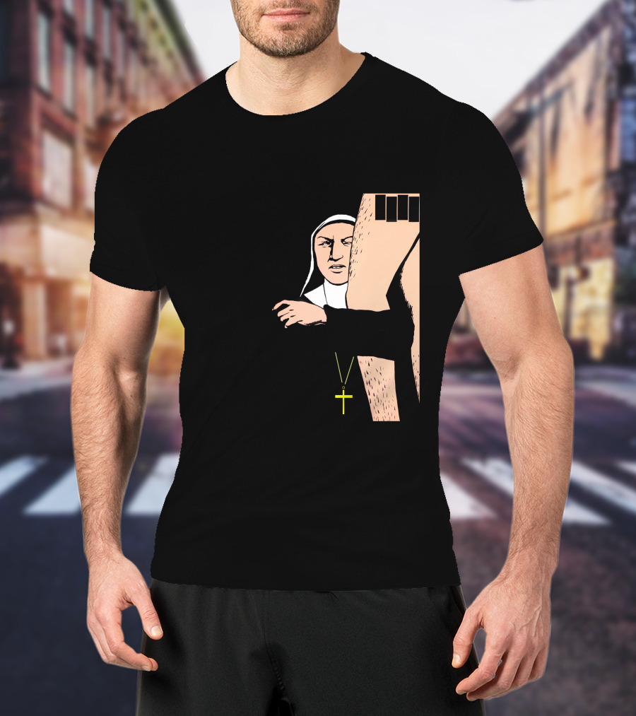 Black Flag Slip It In Nun With Cross And Legs (Red) T-Shirt