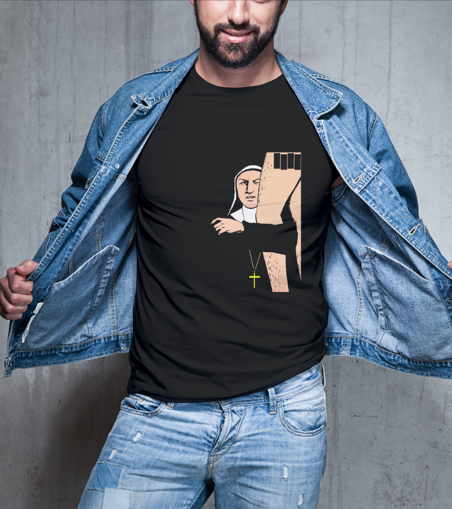 Black Flag Slip It In Nun With Cross And Legs (Red) T-Shirt
