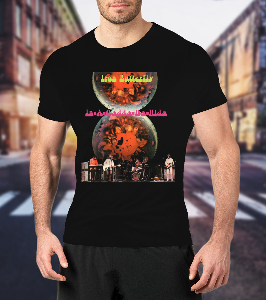 Iron Butterfly In-A-Gadda-Da-Vida Album Cover Retro Band Performance T-Shirt