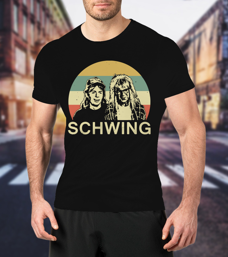 Wayne's World Schwing Retro Vintage Stripes T-Shirt