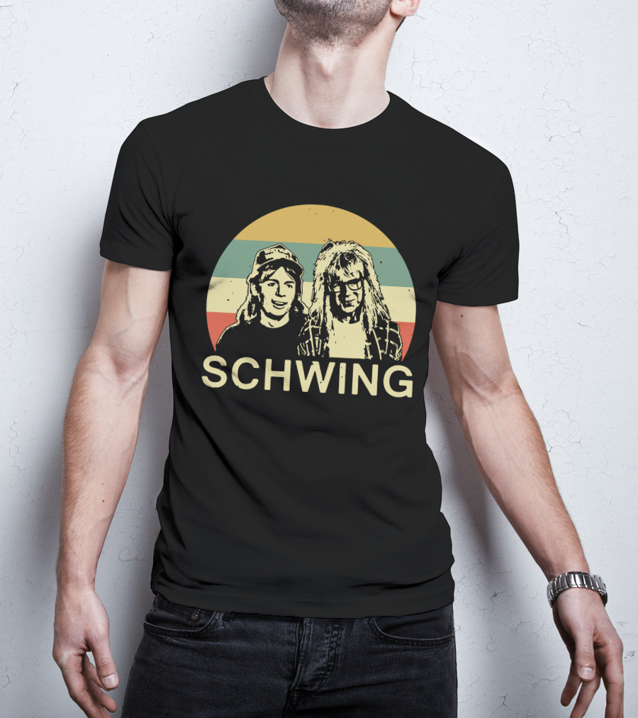 Wayne's World Schwing Retro Vintage Stripes T-Shirt