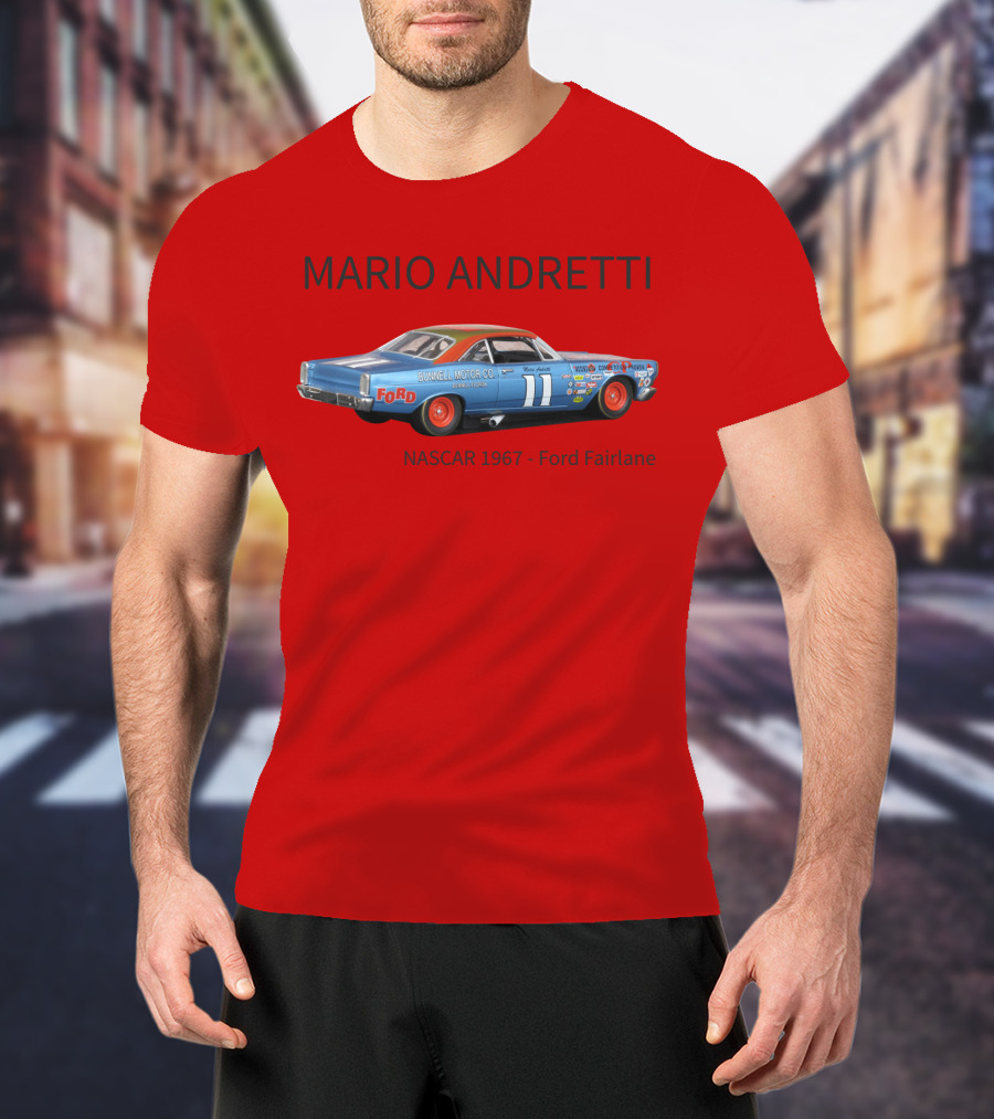 Mario Andretti 1967 NASCAR Ford Fairlane Holman Moody Racing Car Model T-Shirt
