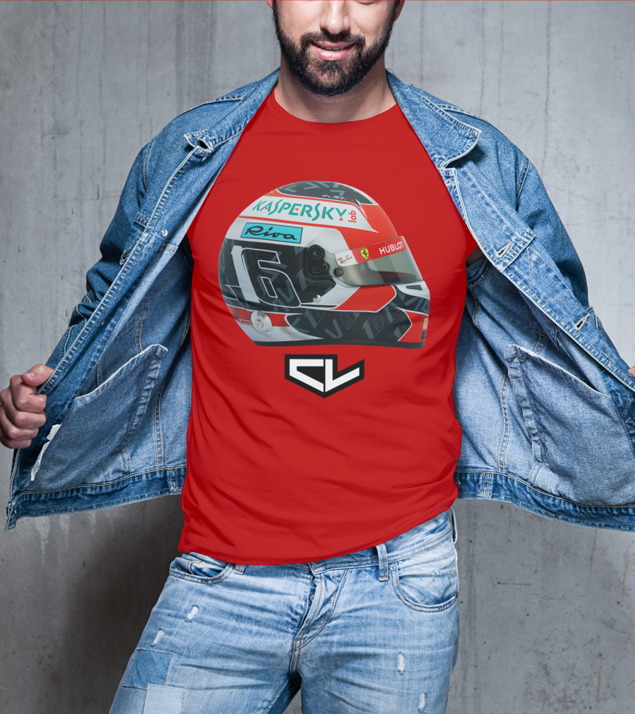 Kaspersky Riva Hublot Ferrari F1 Helmet CL Charles Leclerc 16 T-Shirt