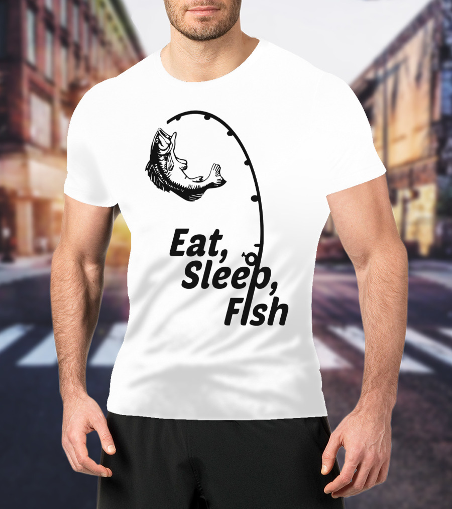 Eat Sleep Fish Fishing Rod And Jumping Fish T-Shirt