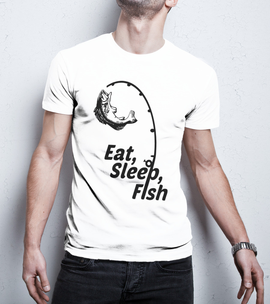 Eat Sleep Fish Fishing Rod And Jumping Fish T-Shirt