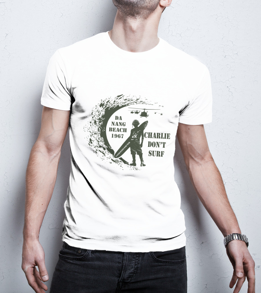 Da Nang Beach 1967 Charlie Don't Surf Helicopters T-Shirt