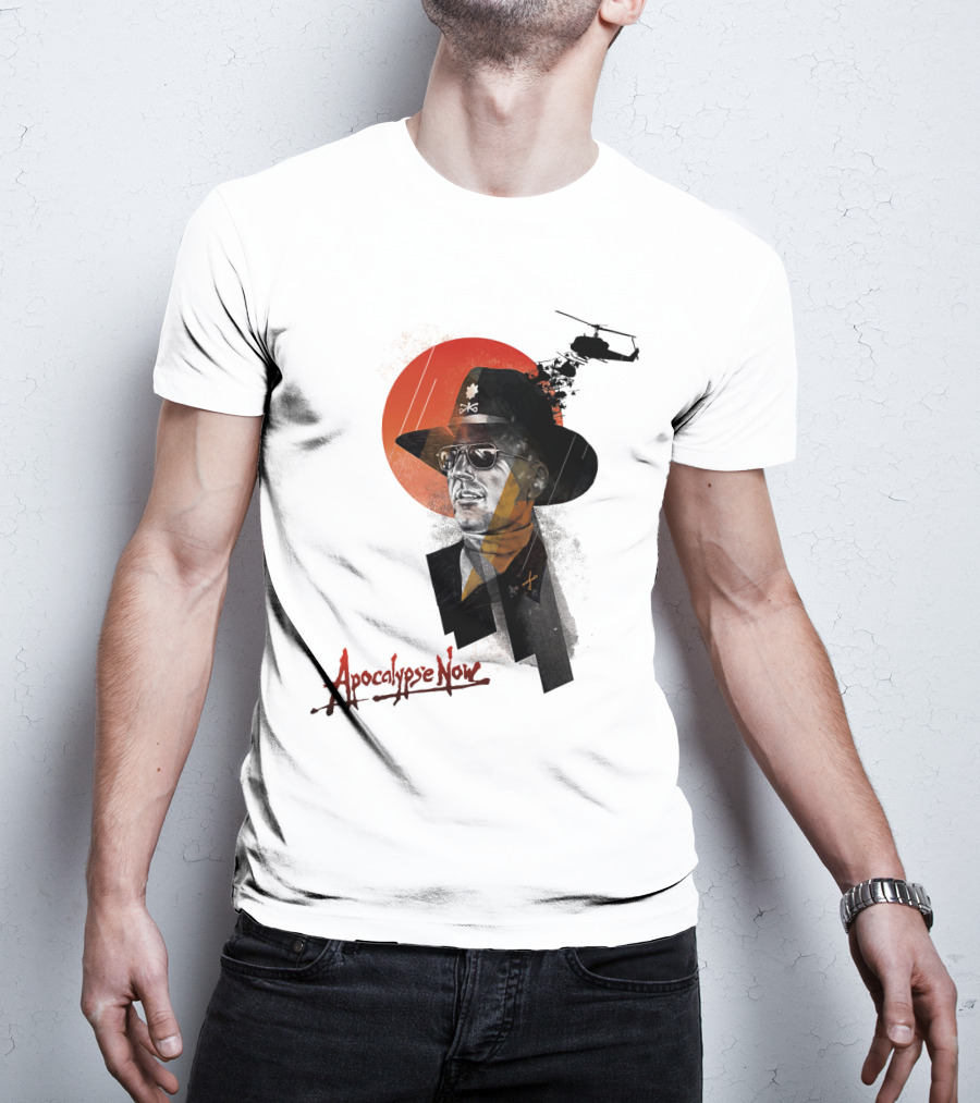 Apocalypse Now Helicopter And Soldier With Red Sun Iconography T-Shirt