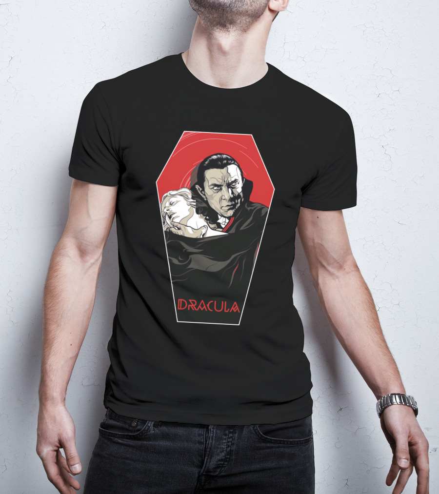 Dracula 1931 Bela Lugosi Vampire Horror Coffin Red Black Iconic Film T-Shirt