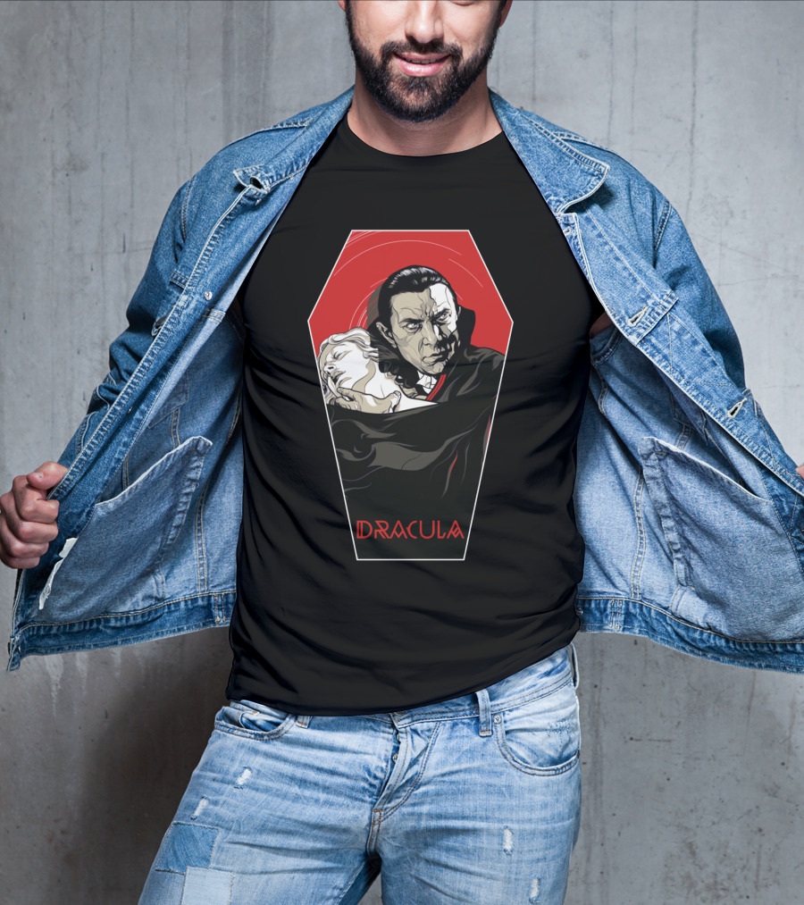 Dracula 1931 Bela Lugosi Vampire Horror Coffin Red Black Iconic Film T-Shirt