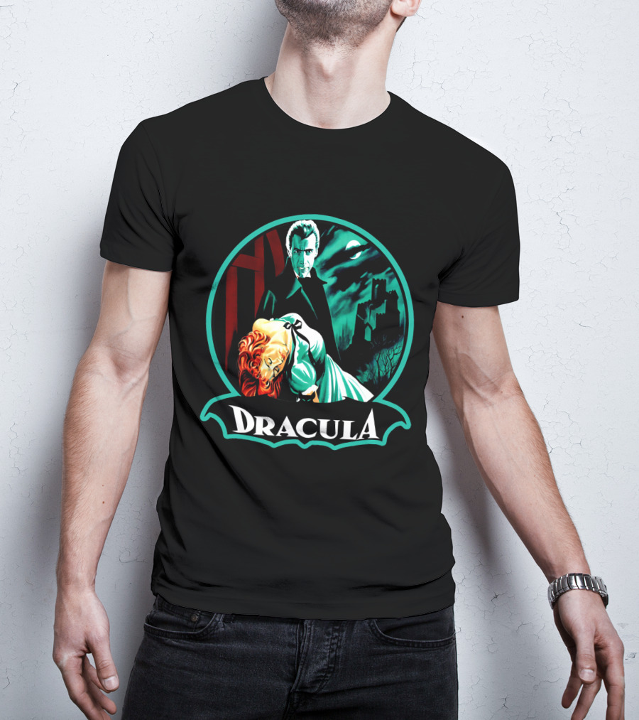 Dracula Bela Lugosi Vintage Horror Gothic Castle Dark Moonlit Night T-Shirt