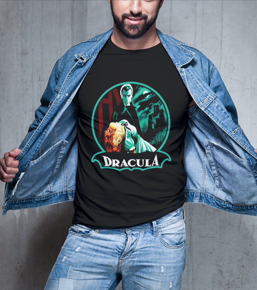 Dracula Bela Lugosi Vintage Horror Gothic Castle Dark Moonlit Night T-Shirt