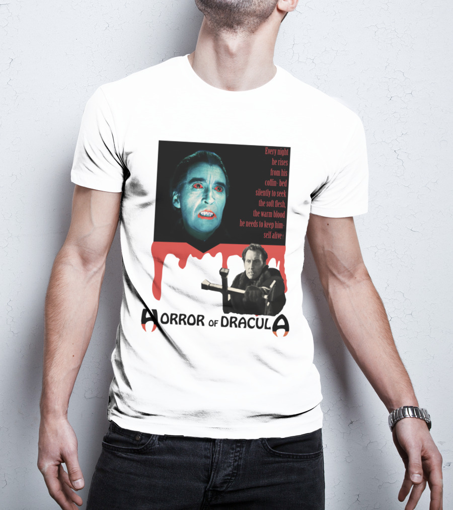 Every Night He Rises From His Coffin-Bed To Seek Blood Horror Of Dracula T-Shirt