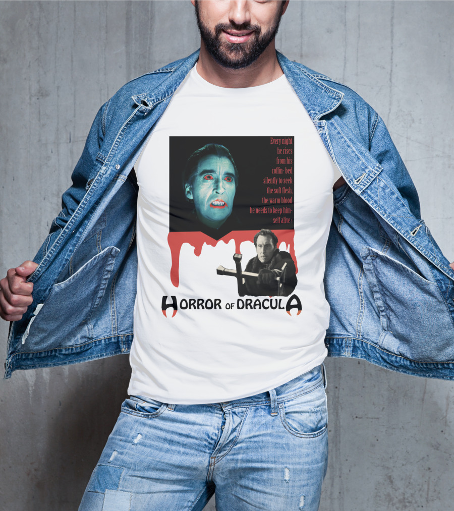 Every Night He Rises From His Coffin-Bed To Seek Blood Horror Of Dracula T-Shirt