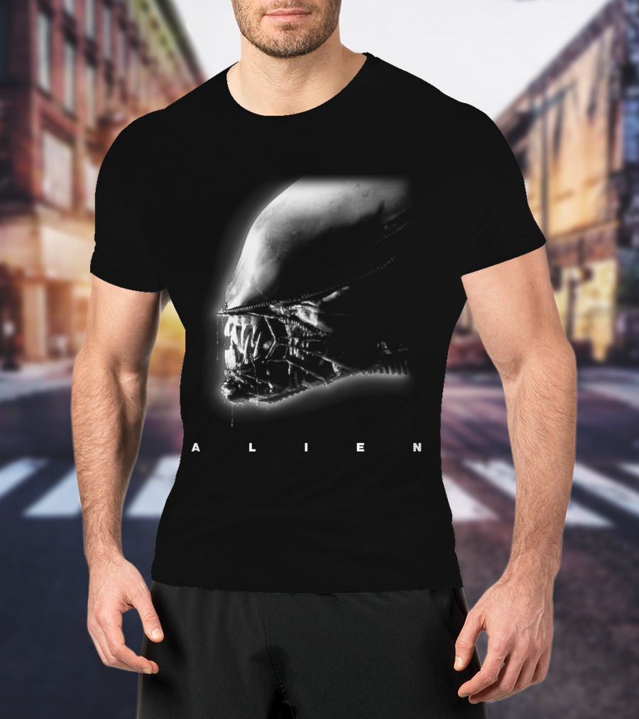 ALIEN Xenomorph Head Black And White Horror Movie Classic T-Shirt
