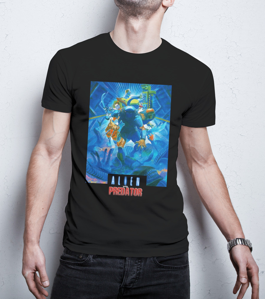 Alien Vs. Predator Retro Video Game Cover T-Shirt