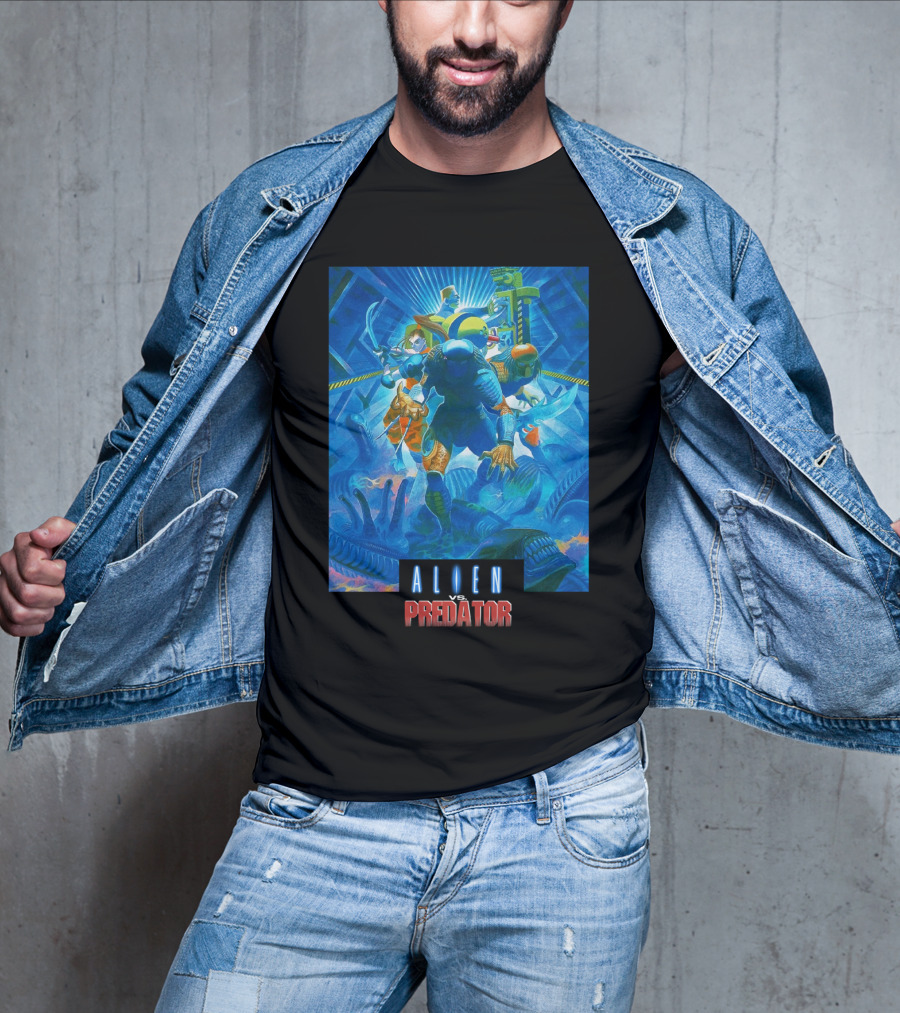 Alien Vs. Predator Retro Video Game Cover T-Shirt
