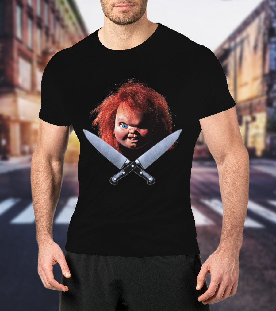 Chucky Doll With Crossed Knives From Child's Play T-Shirt