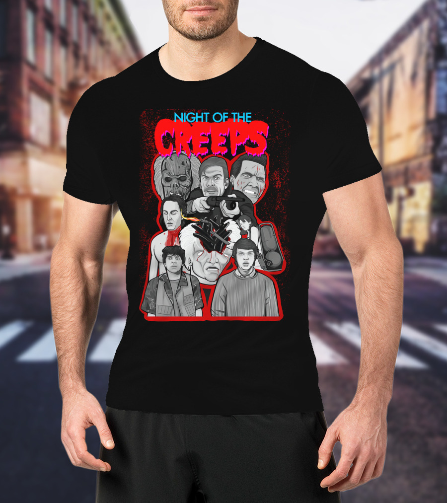 Night Of The Creeps Horror Movie Characters And Weaponry T-Shirt