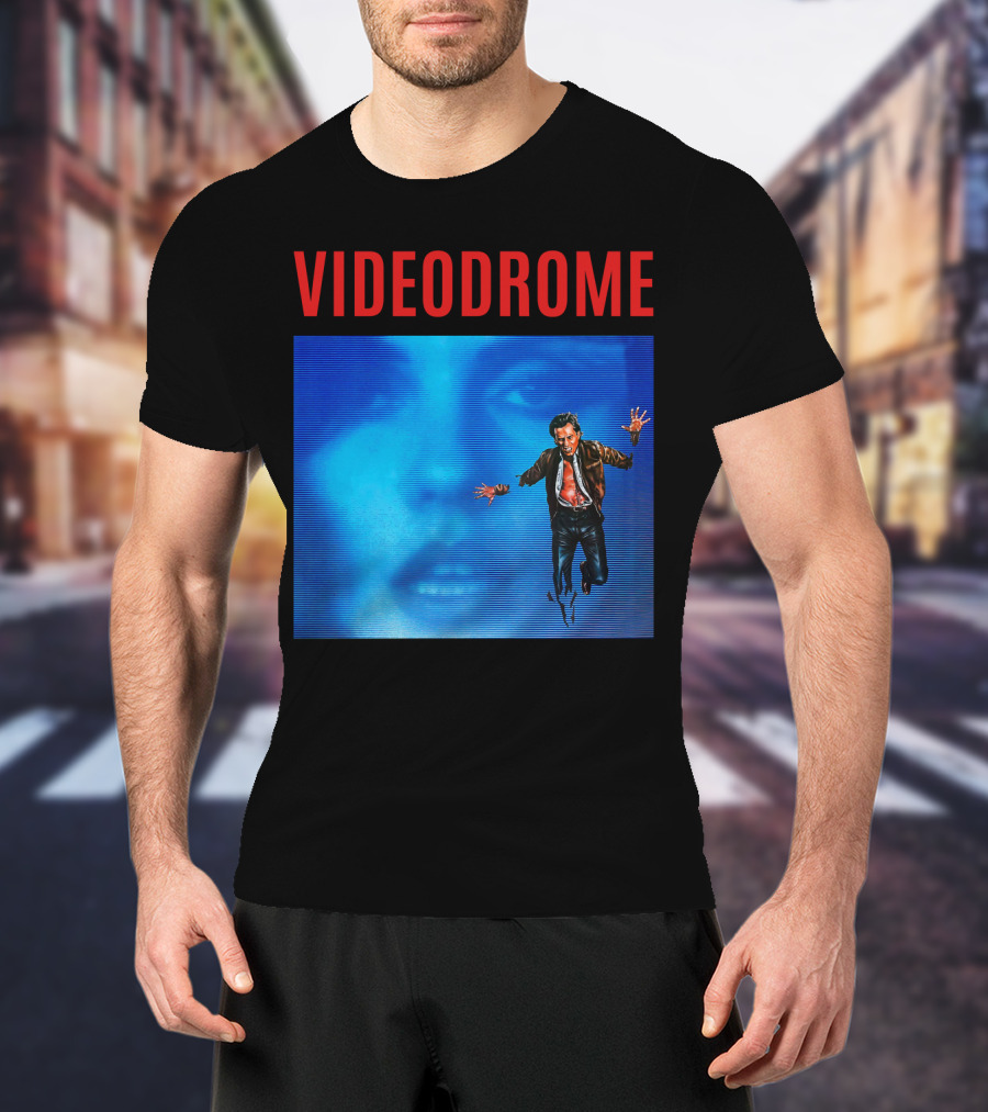 Videodrome Blue Screen Face And Man Jumping T-Shirt